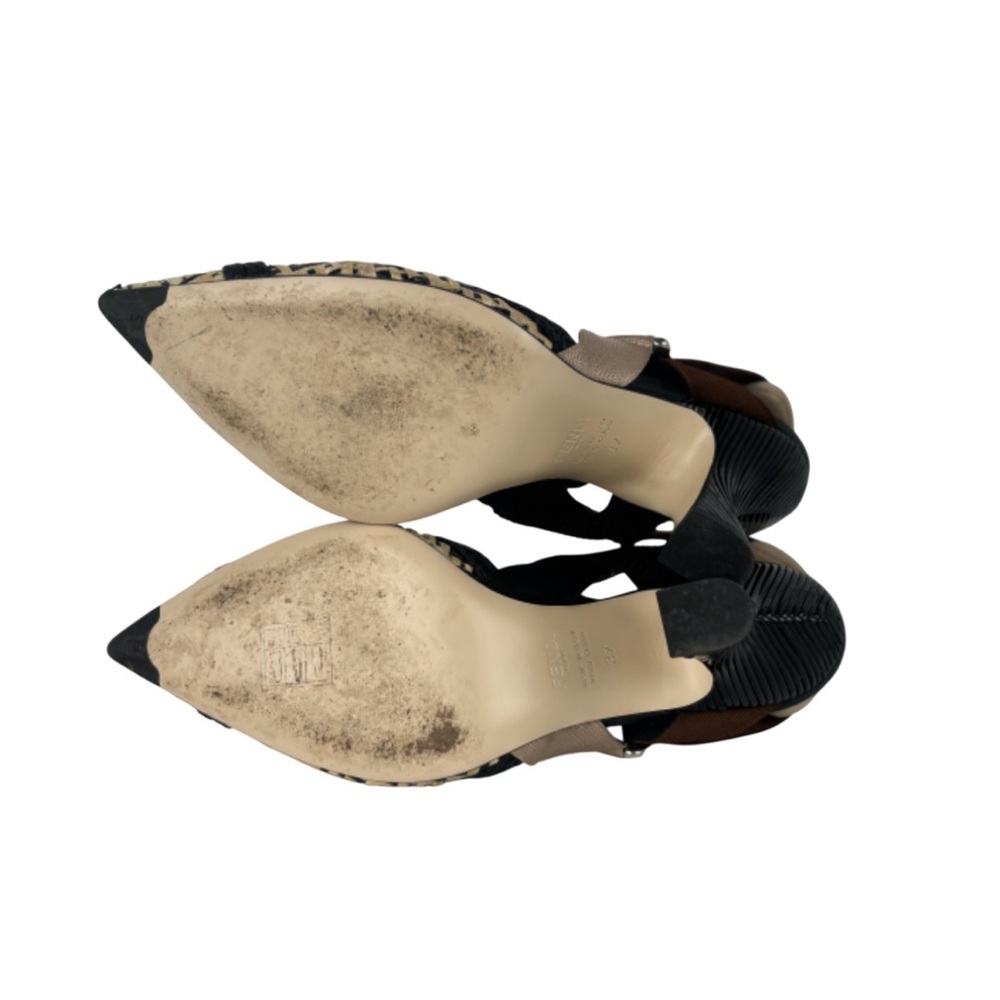 FENDI RAFFIA GROSGRAIN FF INTRECCIO COLIBRI SLINGBACK PUMPS - Picture 4 of 8